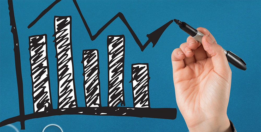 Worker drawing a graph